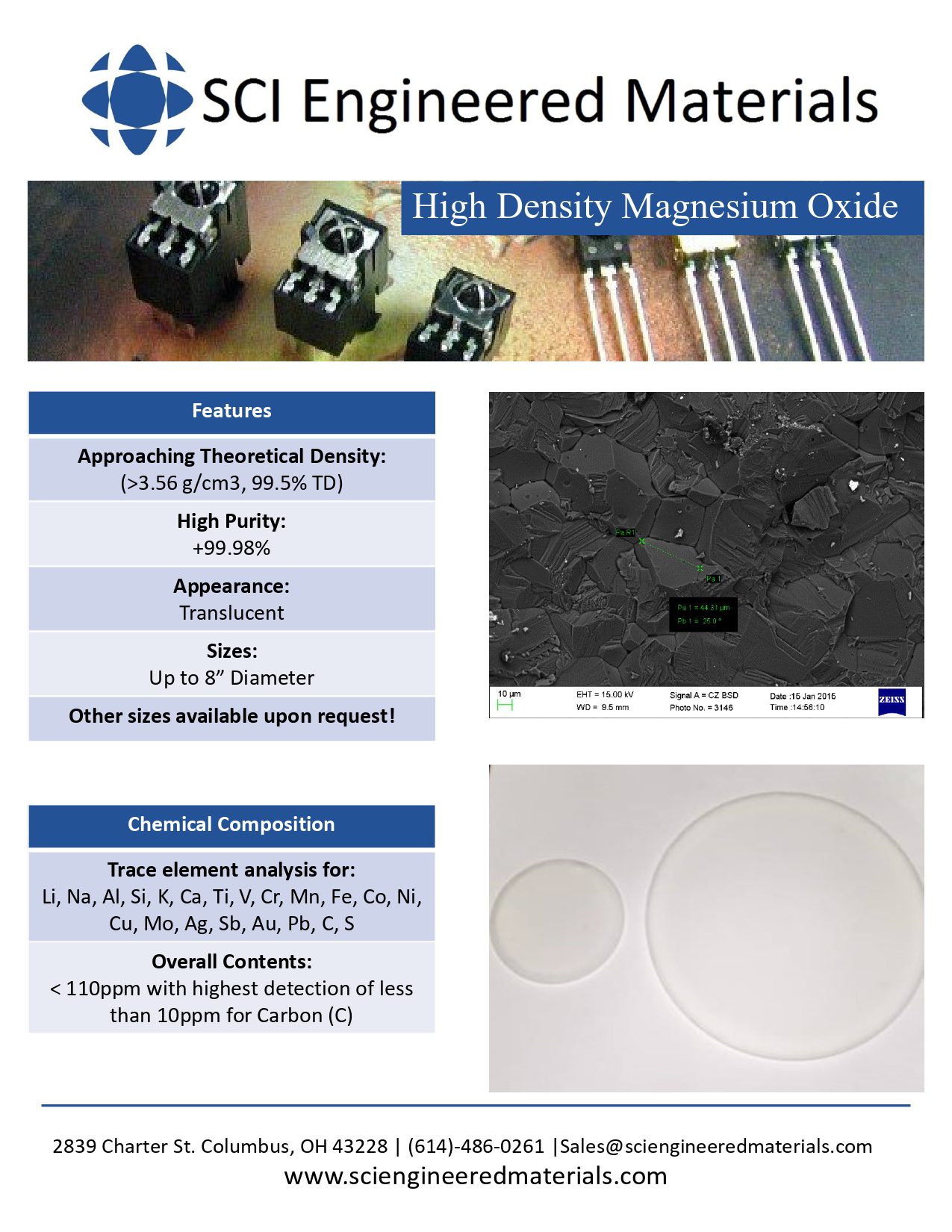 High-Density Magnesium Oxide Data Sheet