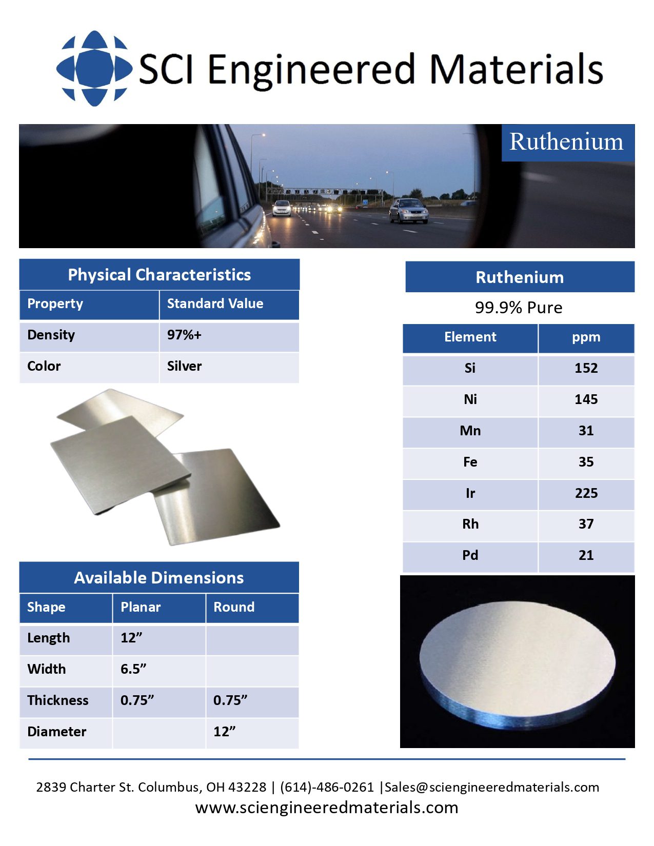 Ruthenium Data Sheet