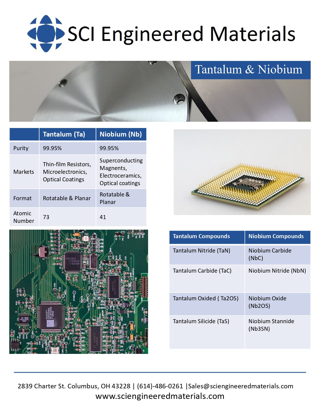 Tantalum & Niobium Data Sheet
