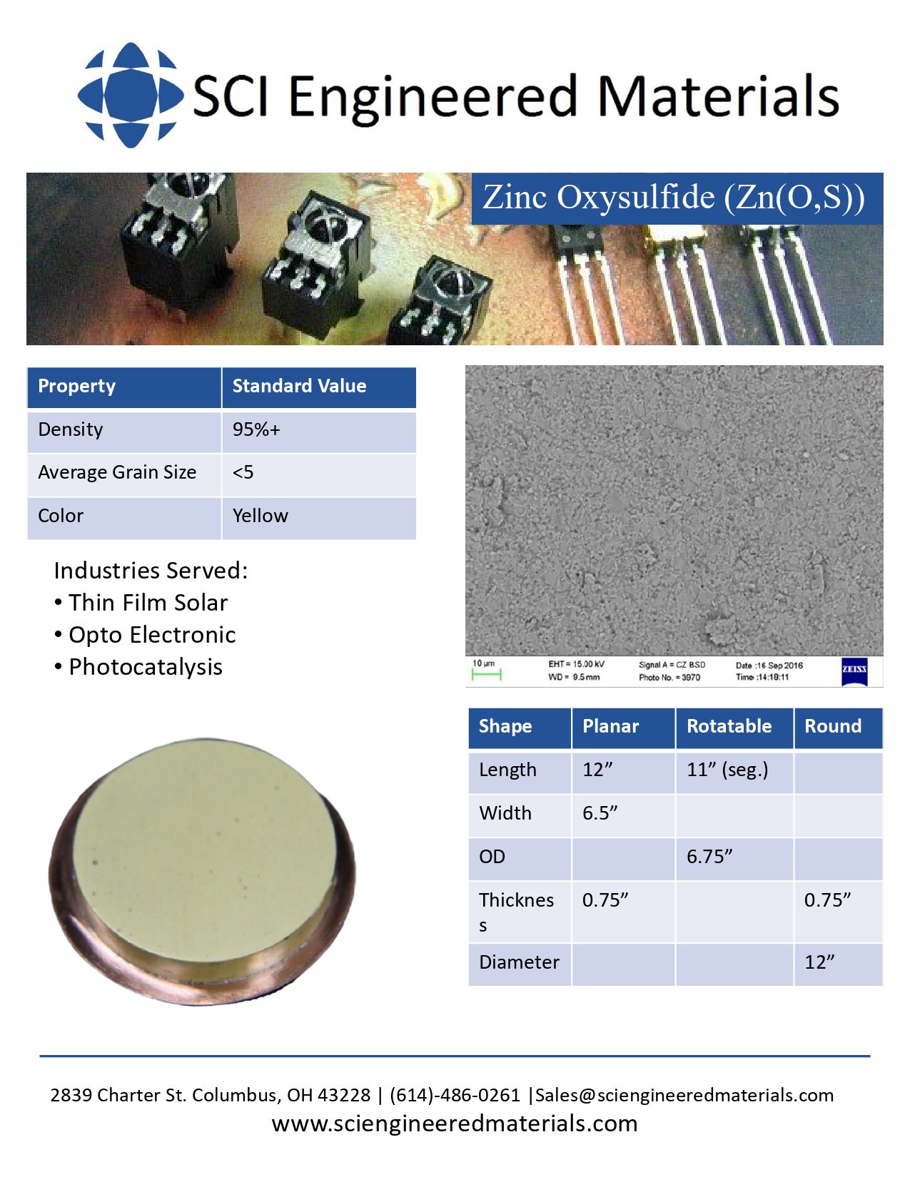 Zinc Oxysulfide (Zn(O,S)) Data Sheet