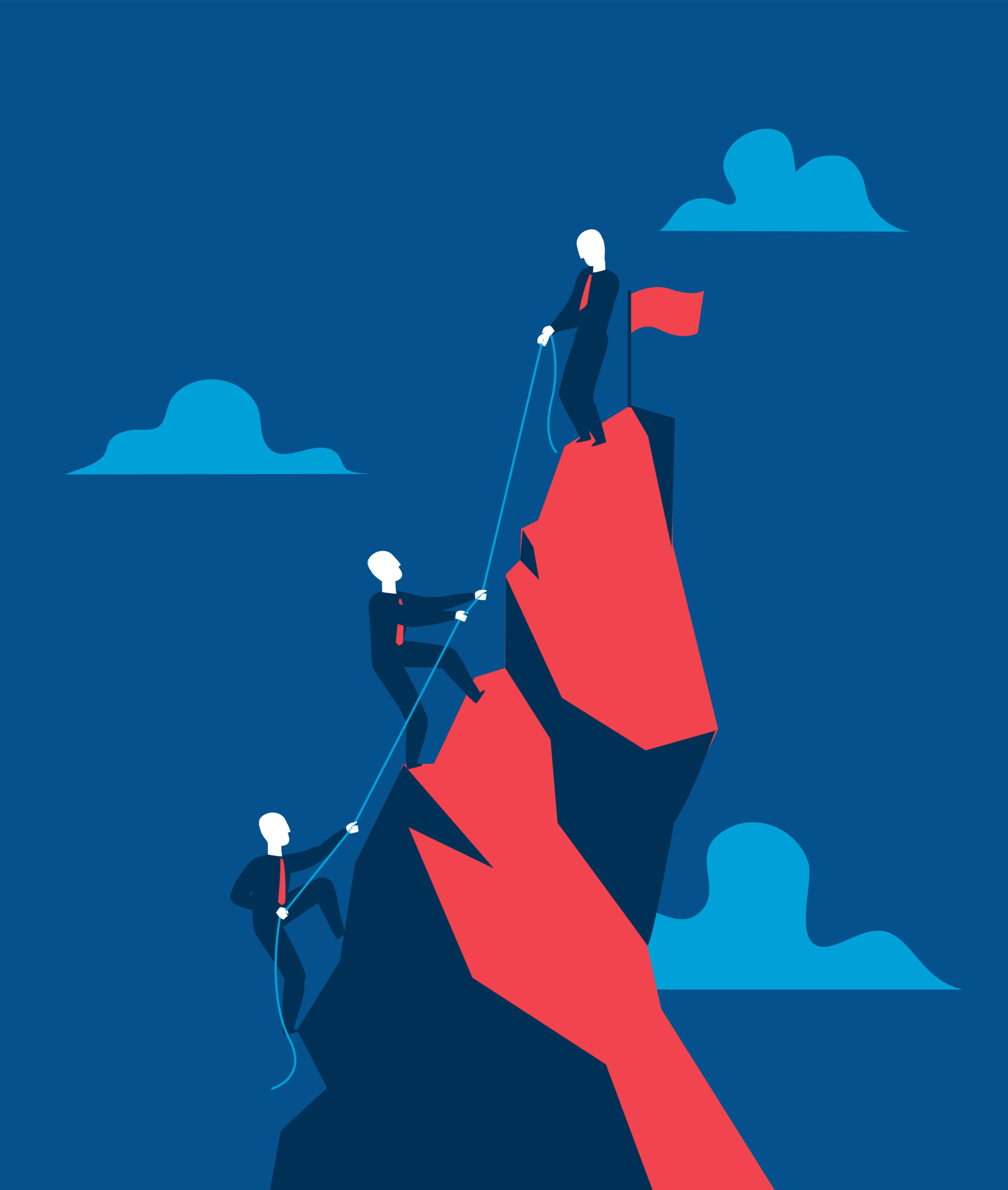 Venditori impegnati nella scalata al successo - illustrazione vettoriale