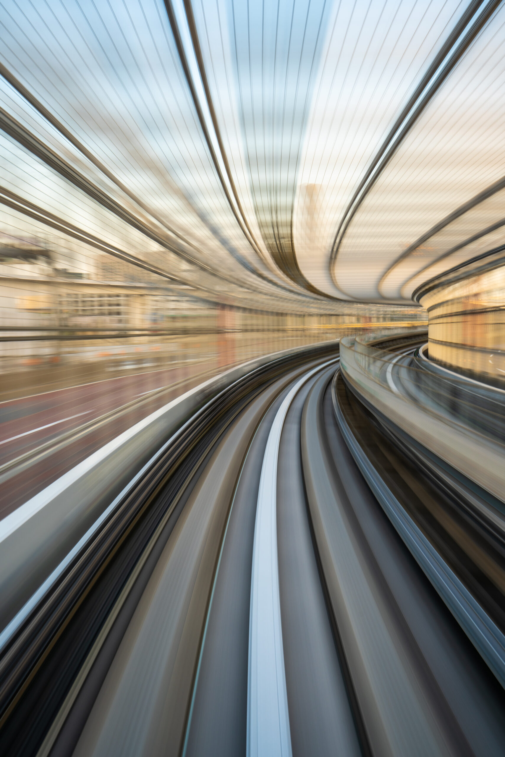 Futuristic Motion Blur Effect on a Train during Sunset